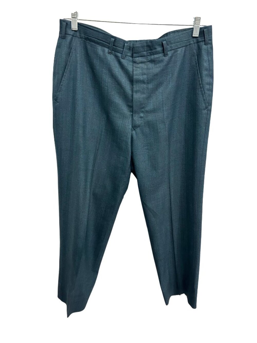Vintage 70s Customique Fashions Dark Teal Flat Front Dress Pants Size 35 Preppy